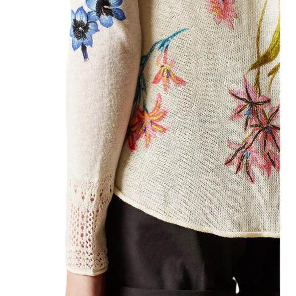 Anthropologie Knit & Knotted Fleur Des Champs Waterfall Front Floral Cardigan - Picture 5 of 10